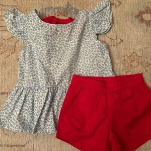 Grace & James Floral Top and Red Shorts Set
